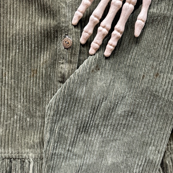 💀 SOLD 💀 Vintage 90s Green Corduroy Button Down Shirt Dress by Studio Ease ~ L - Picture 8 of 8
